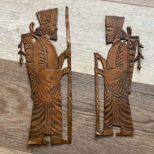 VINTAGE PAIR OF NORDIC COPPER WALL DECOR ART MID CENTURY